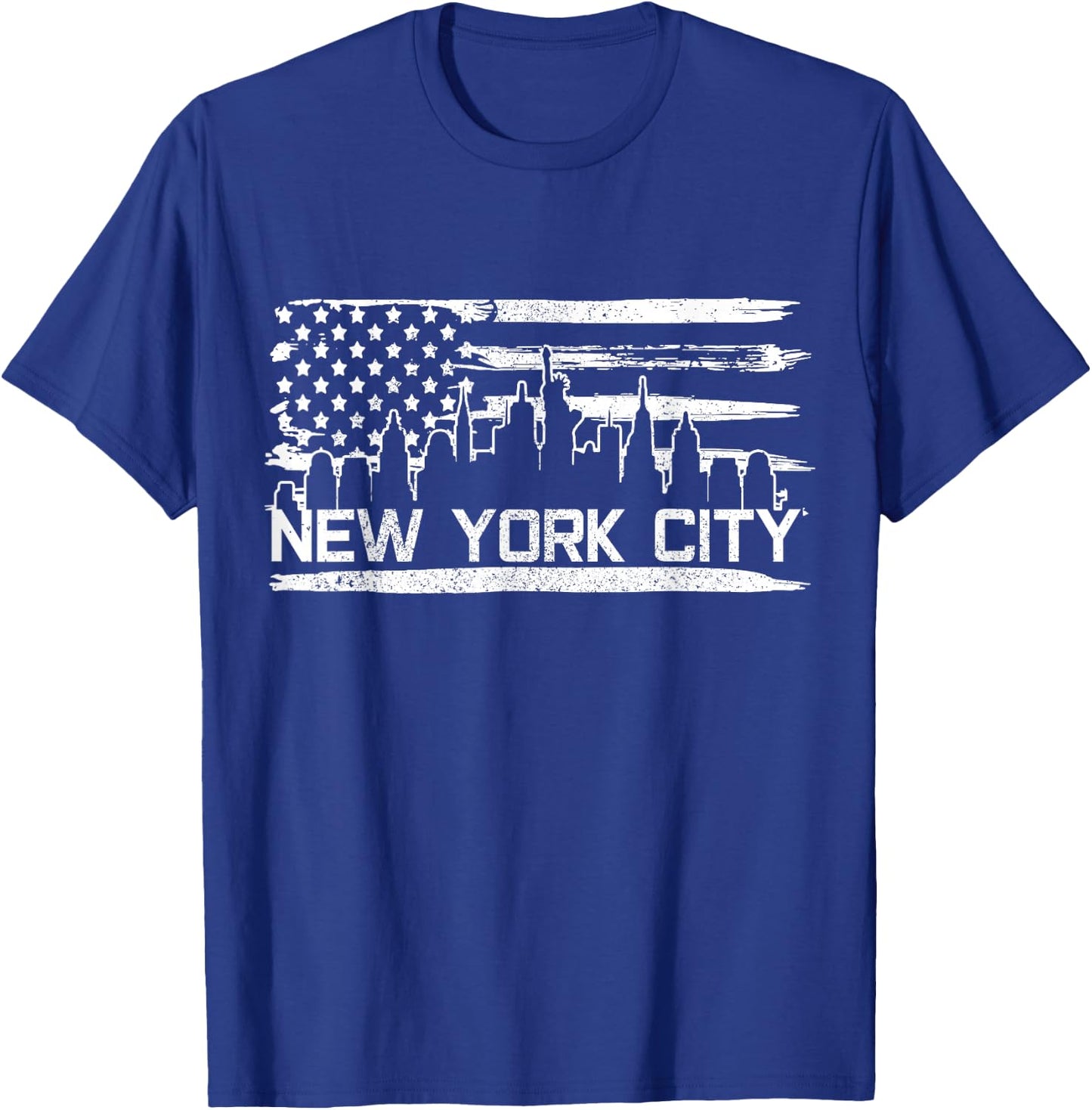 New York City Skyline American Flag Souvenir Gift T-Shirt - T-Shirt | Royal