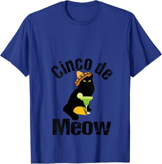 Women's Cinco de Meow - Fun Margarita Taco Cat Cinco de Mayo V-Neck T-Shirt - T-Shirt | Royal