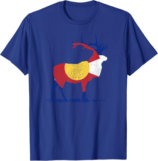 Colorado Elk Hunting CO Flag Nature Hiking Elk Hunter Gift T-Shirt - T-Shirt | Royal