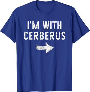 I’m with Cerberus Funny Halloween Couple Costume T-Shirt - T-Shirt | Royal