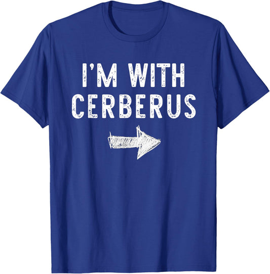 I’m with Cerberus Funny Halloween Couple Costume T-Shirt - T-Shirt | Royal
