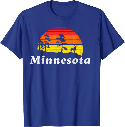 Vintage Minnesota Outdoors Retro 70s Nature T-Shirt - T-Shirt | Royal