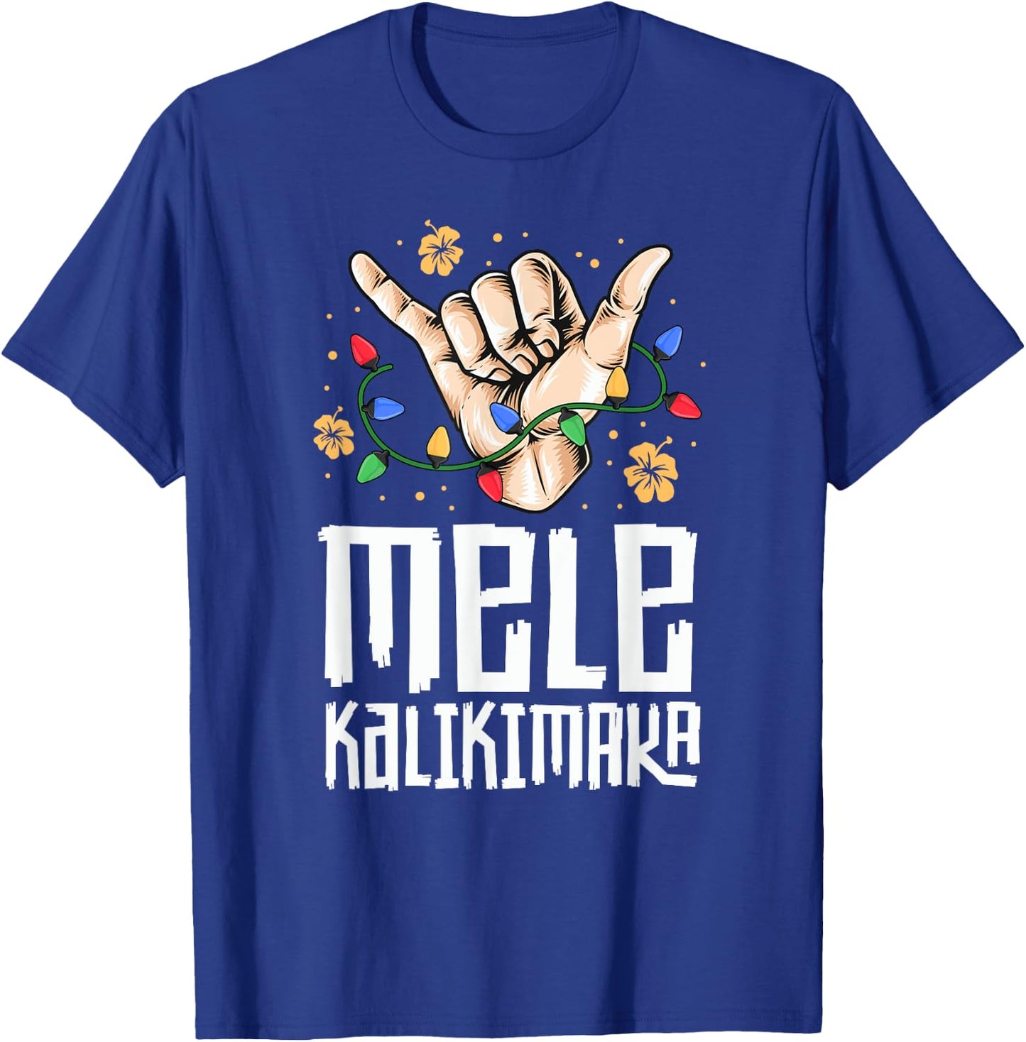 Hawaiian Christmas Shirt Men Mele Kaliki Shaka Kalikimaka T-Shirt - T-Shirt | Royal