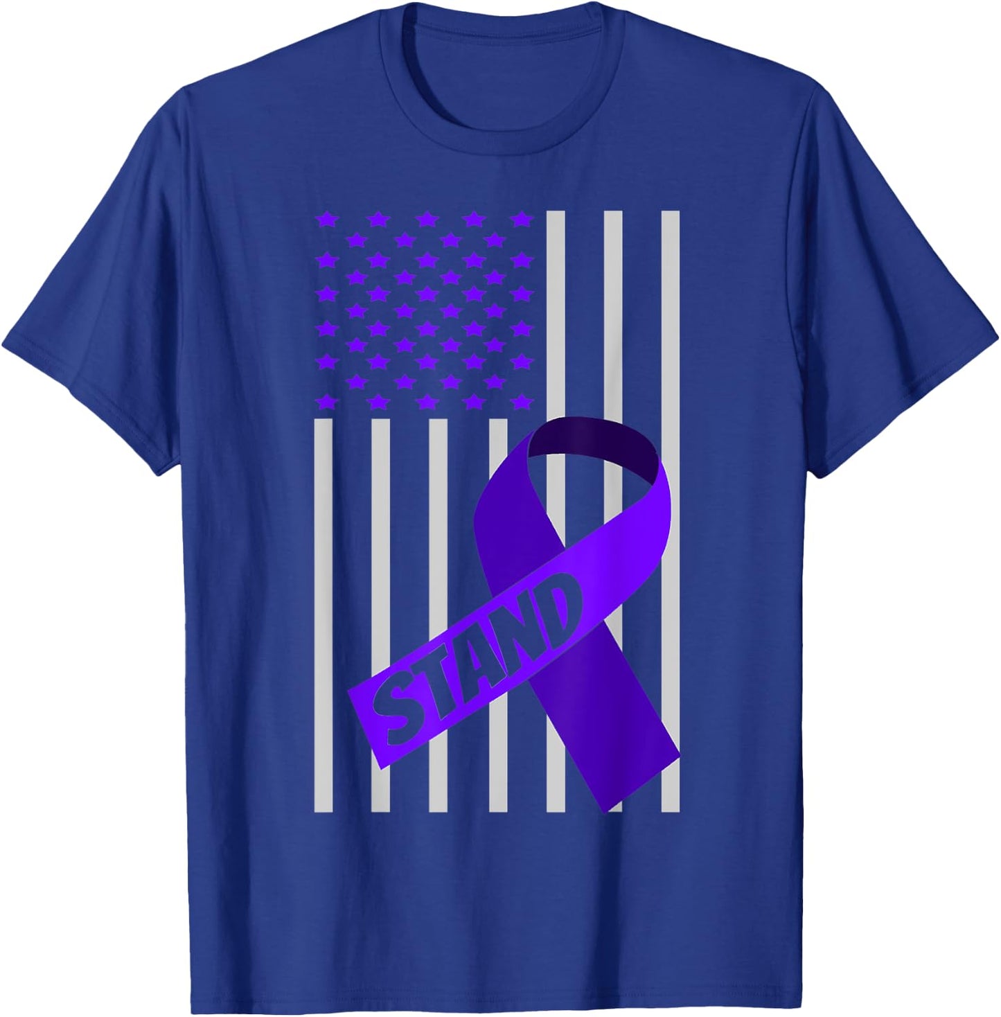 USA Flag Purple Ribbon Products Opioid Overdose Awareness Men T-Shirt - T-Shirt | Royal