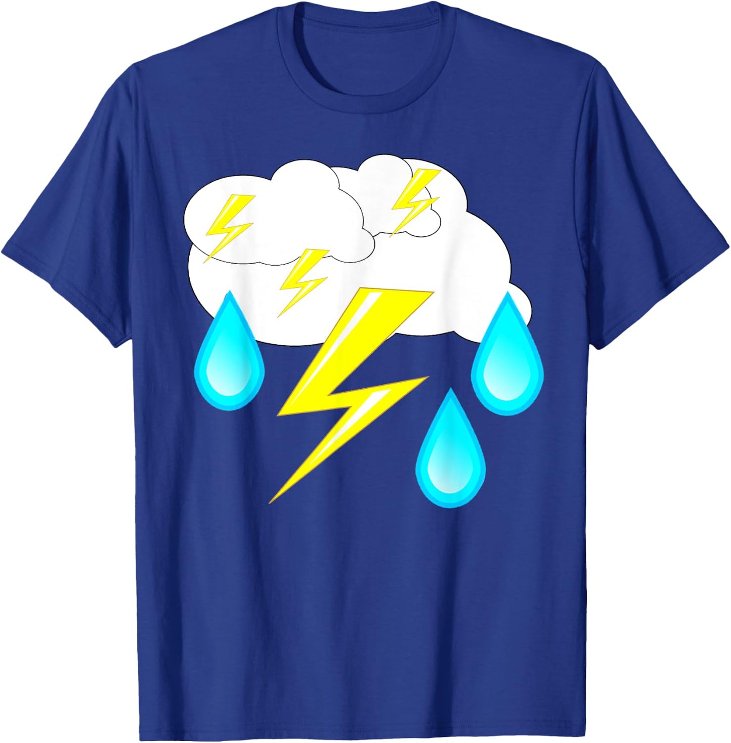 Lightning Bolts Rain Drops Thunder Storm Cloud Costume Shirt T-Shirt - T-Shirt | Royal
