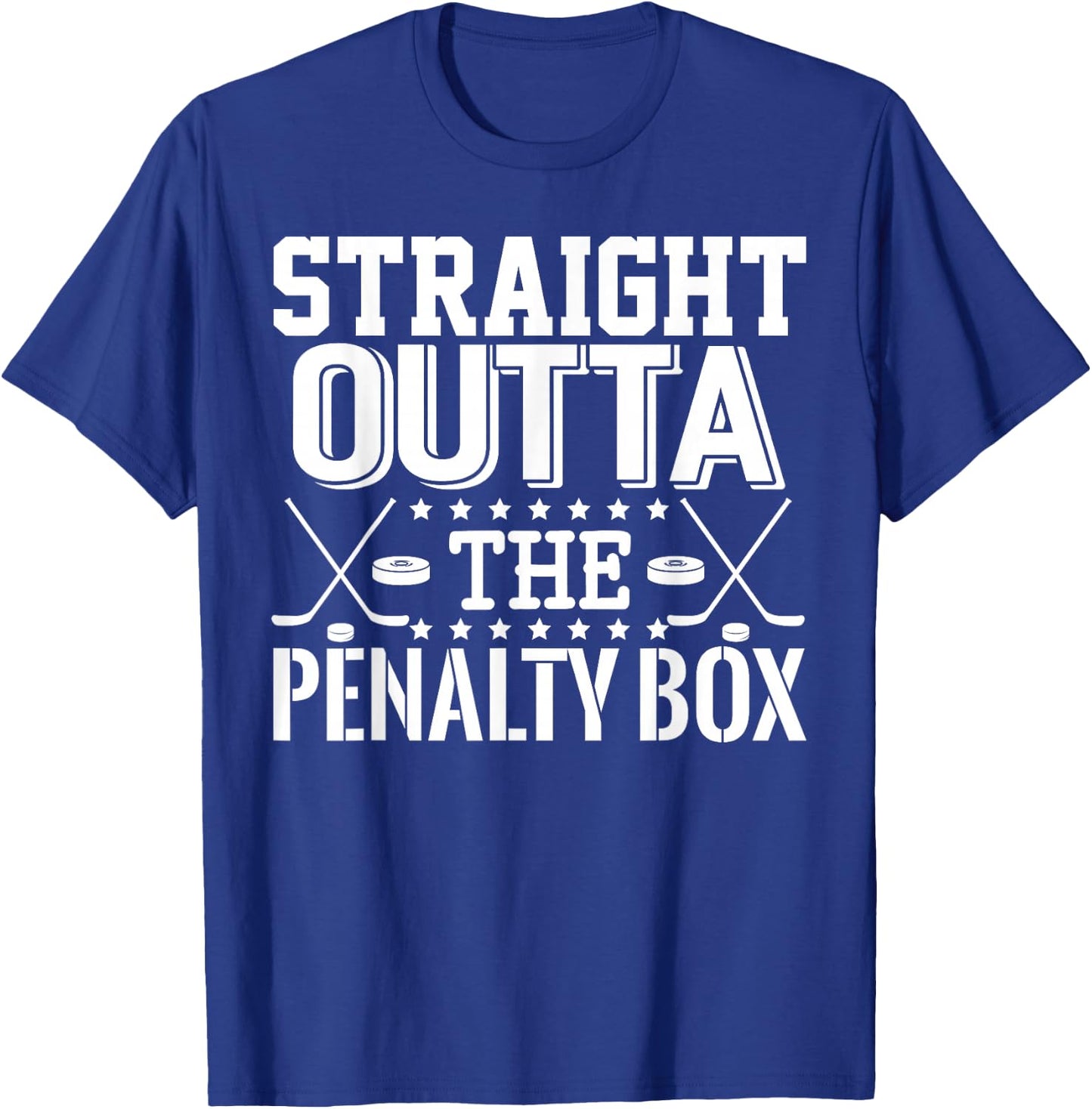 Straight Outta The Penalty Box Funny Ice Hockey Enforcer T-Shirt - T-Shirt | Royal