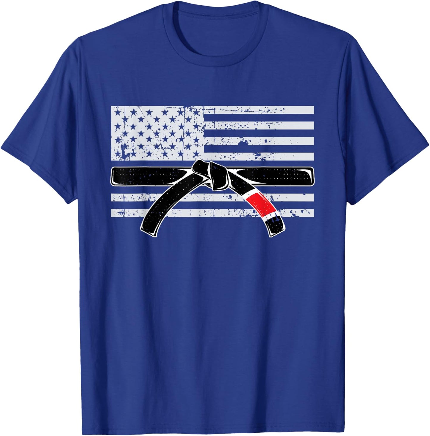 American Flag Jiu Jitsu Black Belt Ranking BJJ Jiujitsu Gift T-Shirt - T-Shirt | Royal