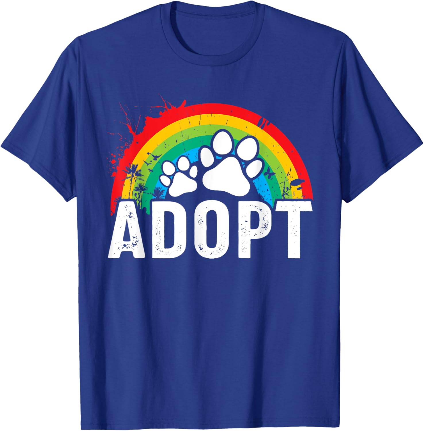 Vintage Rainbow Adopt A Dog Rescue Foster Adoption Month Women Kids T-Shirt - T-Shirt | Royal