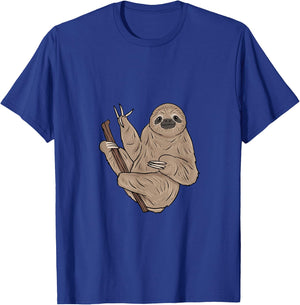 ILY Sloth ASL Hand Gesture Deaf Hearing Loss Awareness T-Shirt - T-Shirt | Royal