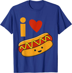 I Love Hot Dog Shirt Women Girls Kids T-Shirt - T-Shirt | Royal