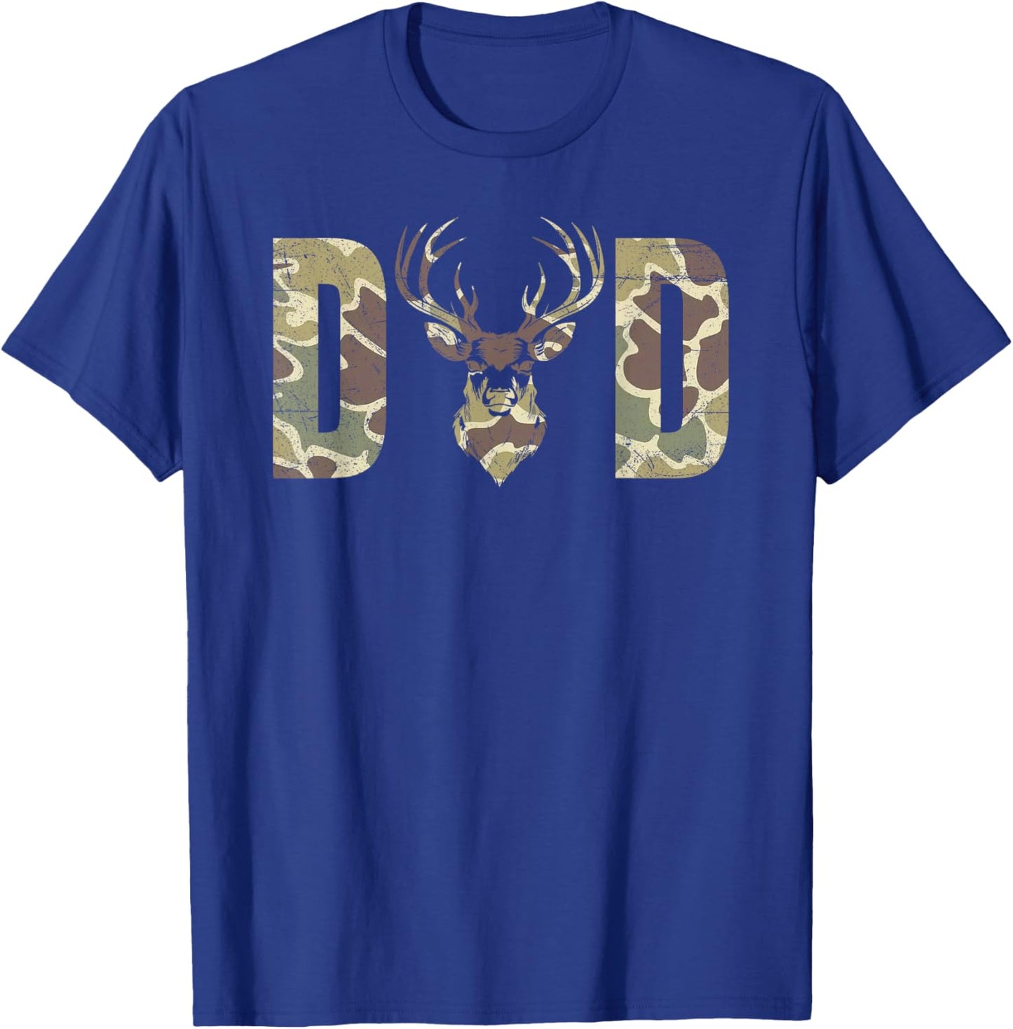 Old School Camo Dad Hunting, Camouflage Deer Father's Day T-Shirt - T-Shirt | Royal