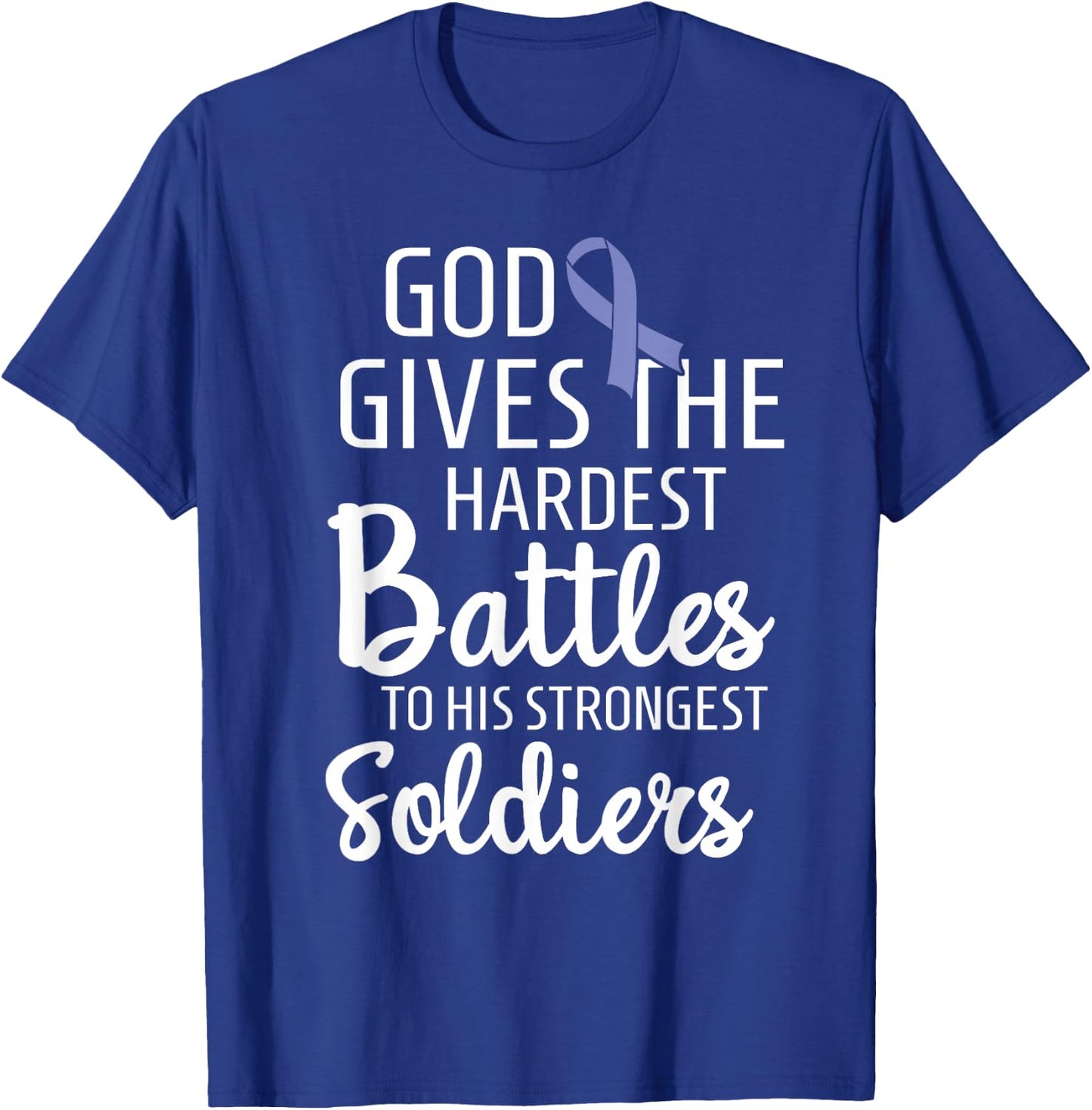 Stomach Cancer Fighter Survivor Periwinkle Ribbon Gift T-Shirt - T-Shirt | Royal
