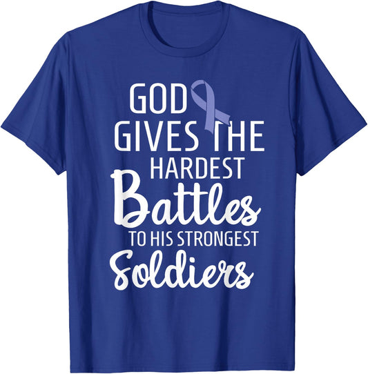 Stomach Cancer Fighter Survivor Periwinkle Ribbon Gift T-Shirt - T-Shirt | Royal