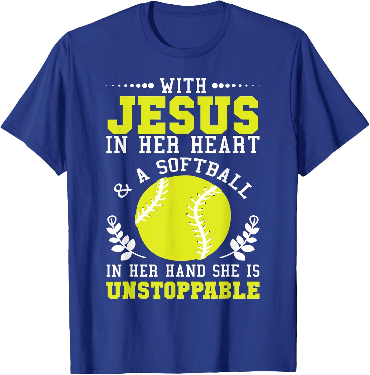 Christian Softball Religious Baseball Gift T-Shirt - T-Shirt | Royal