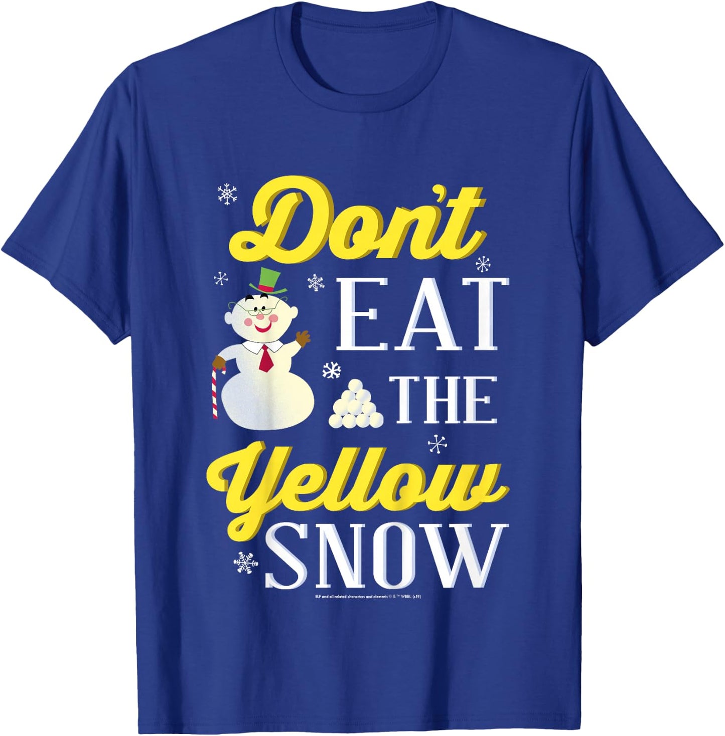 Kids Elf Snowman Don't Eat The Yellow Snow Text Poster T-Shirt - T-Shirt | Royal