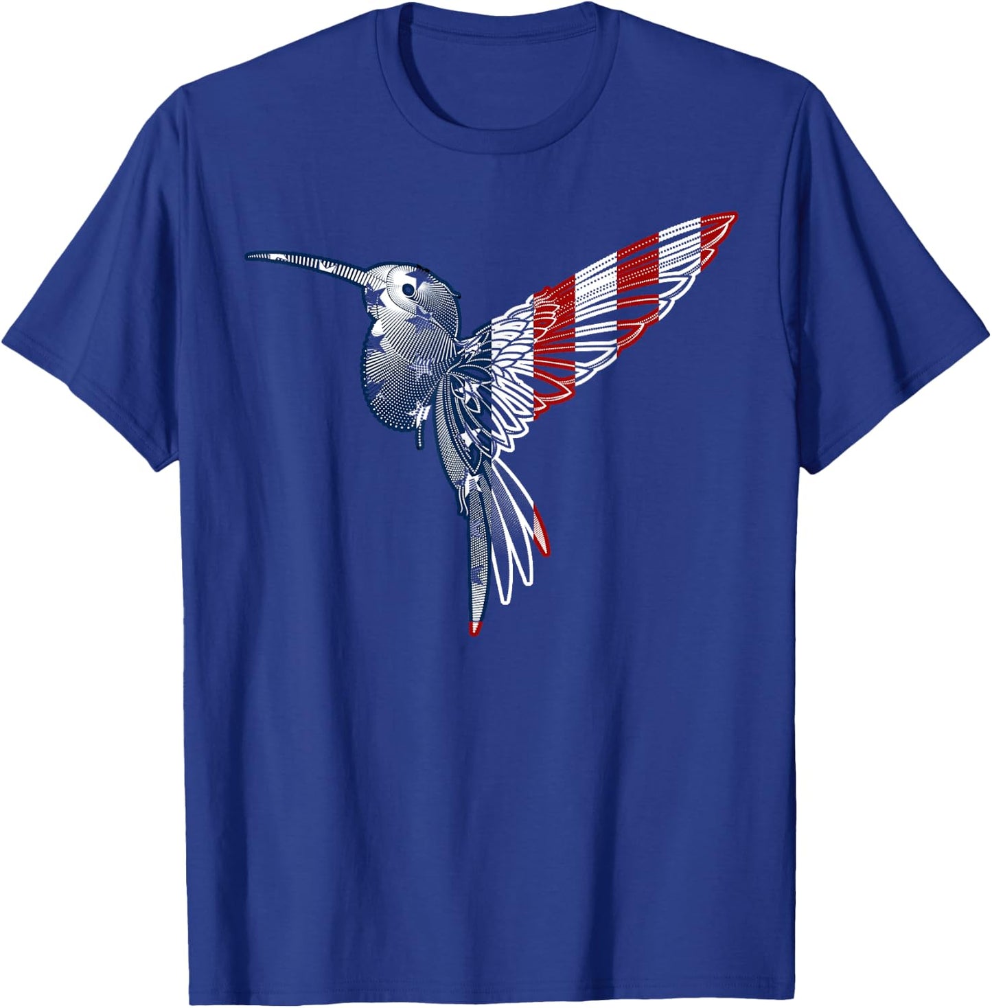 USA American Flag Dot Art Cute Bird Hummingbird 4th of July T-Shirt - T-Shirt | Royal