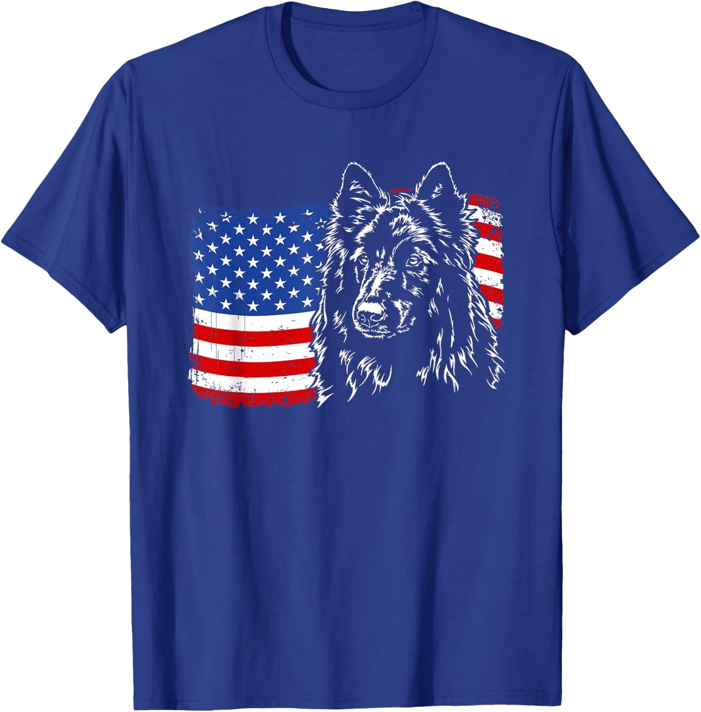 Proud Belgian Sheepdog American Flag patriotic dog gift Women Kids Men T-Shirt - T-Shirt | Royal