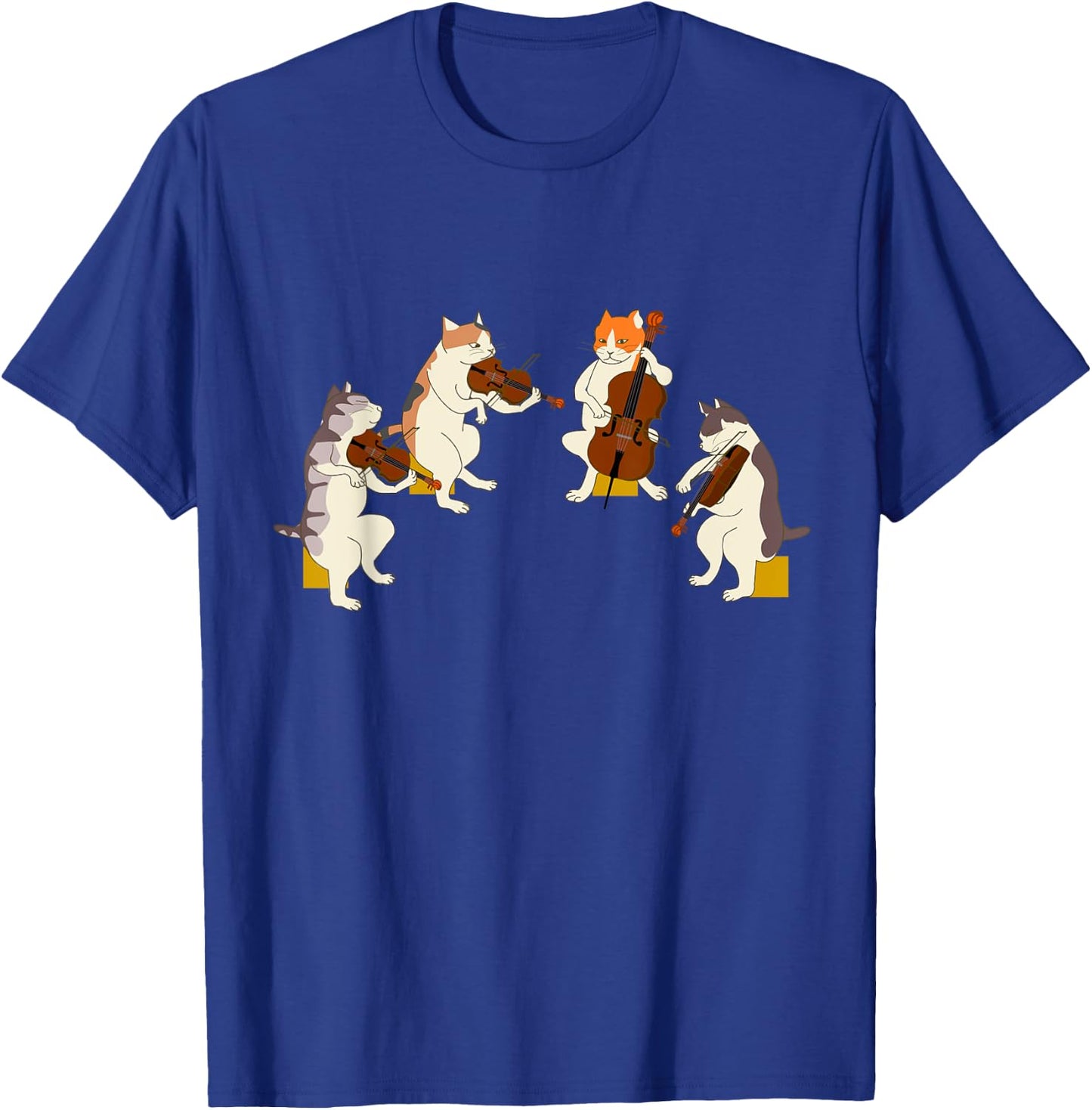 Fun Cats Playing Violin Cello Gift Music Cat Lover Women Kids T-Shirt - T-Shirt | Royal