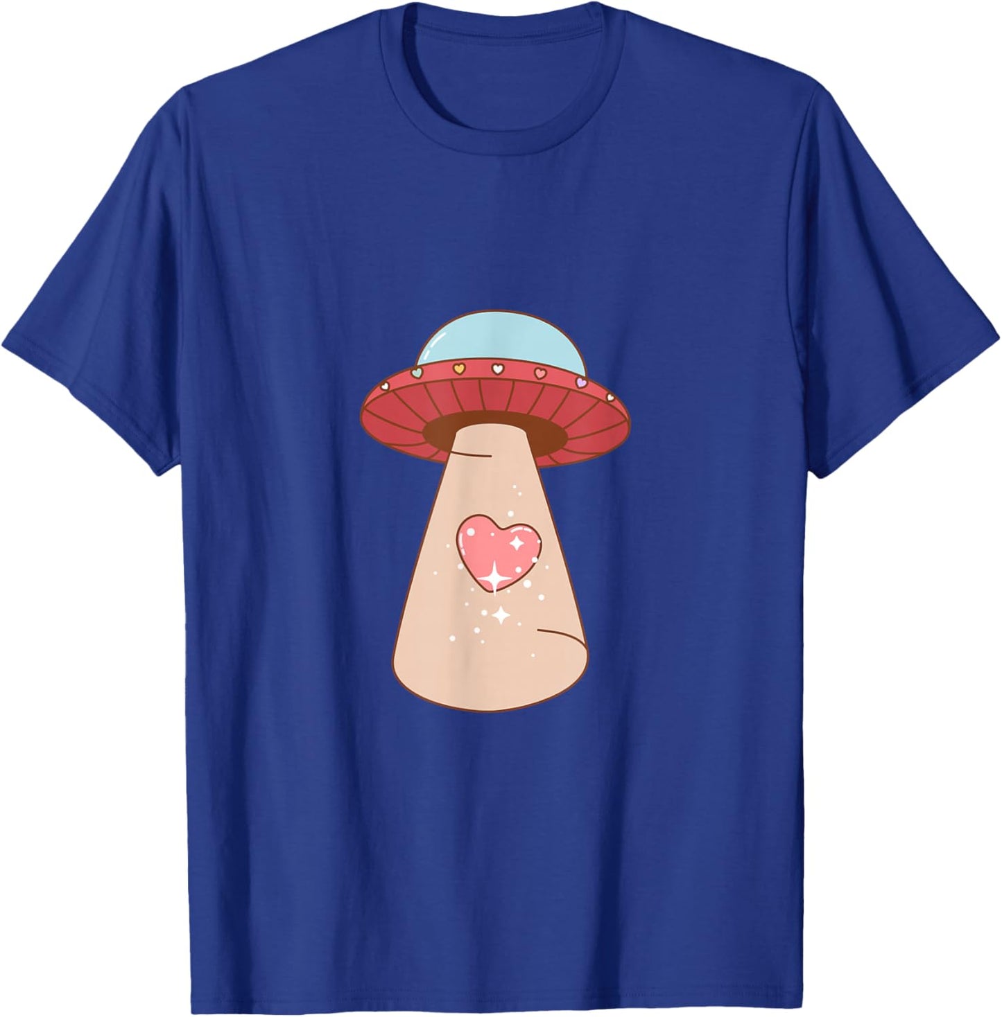 Cute UFO Heart Beam Retro Space Love Cartoon T-Shirt - T-Shirt | Royal