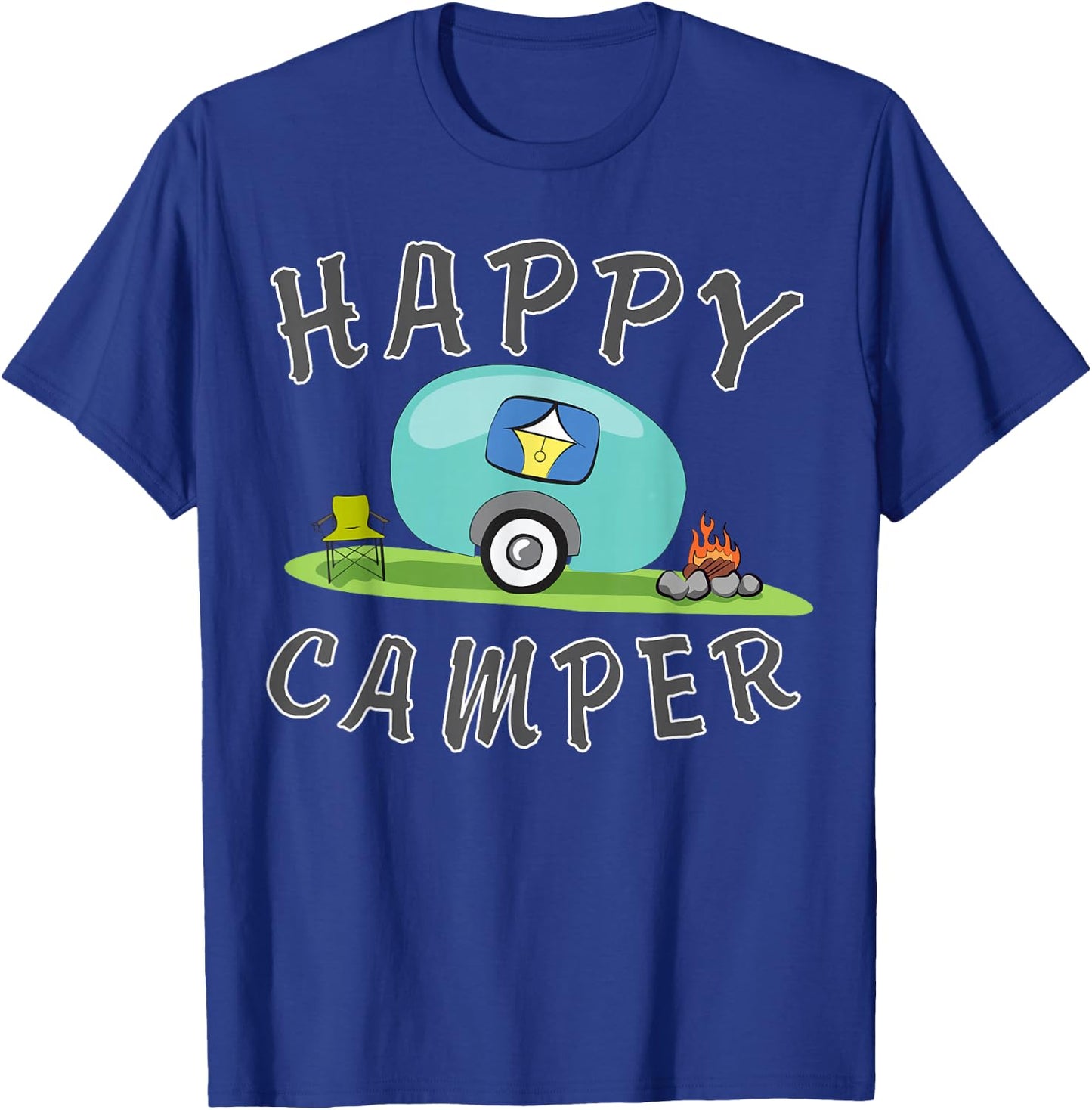 Camping - Happy Camping Trailer Camper T-Shirt - T-Shirt | Royal