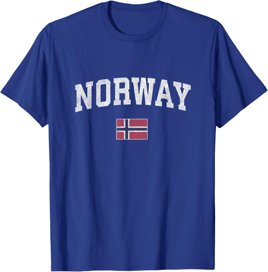 Norway Vintage Sports Design Norwegian Flag T-Shirt - T-Shirt | Royal