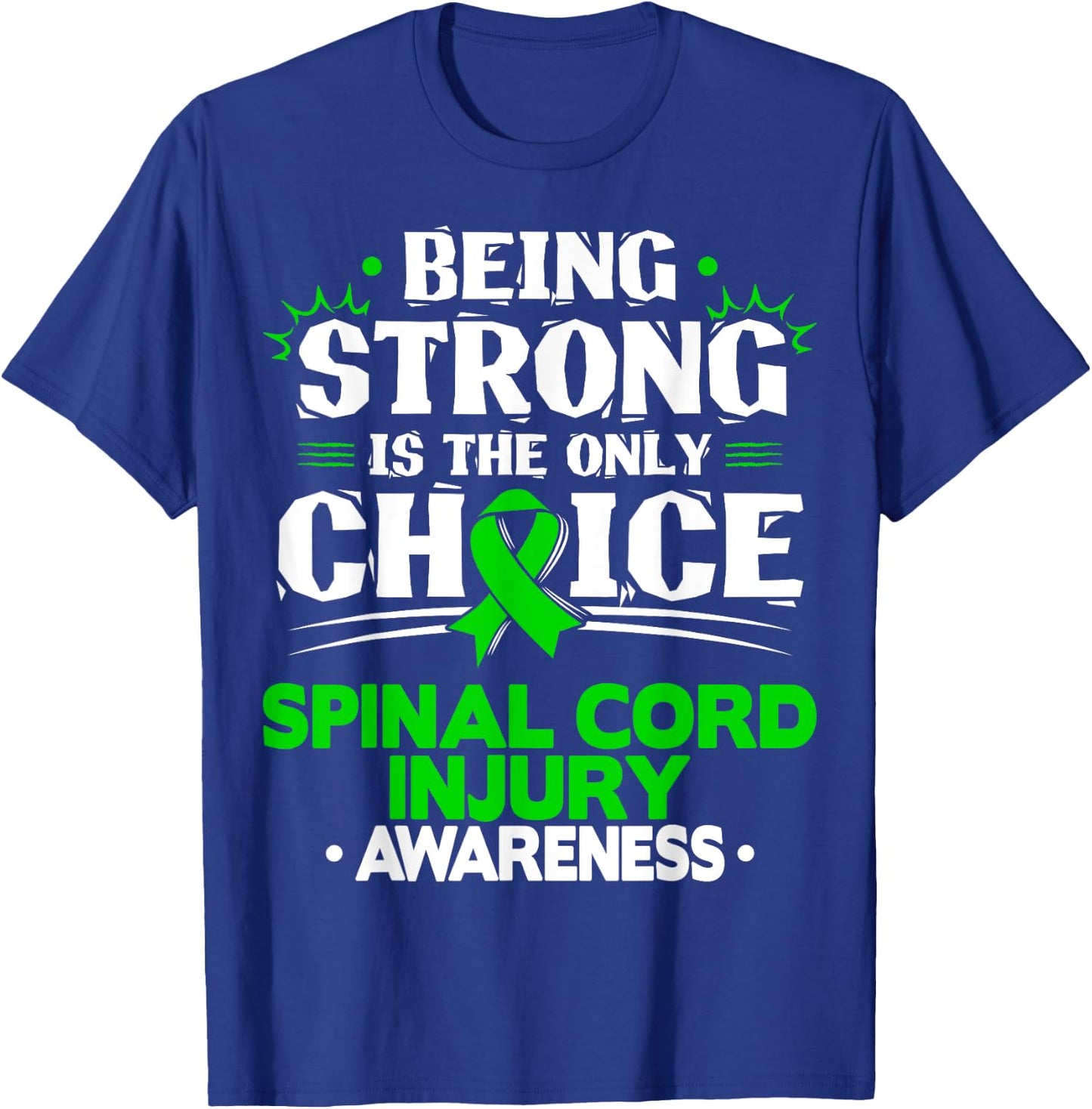 Green Ribbon Spinal Cord Injury Awareness T-Shirt - T-Shirt | Royal
