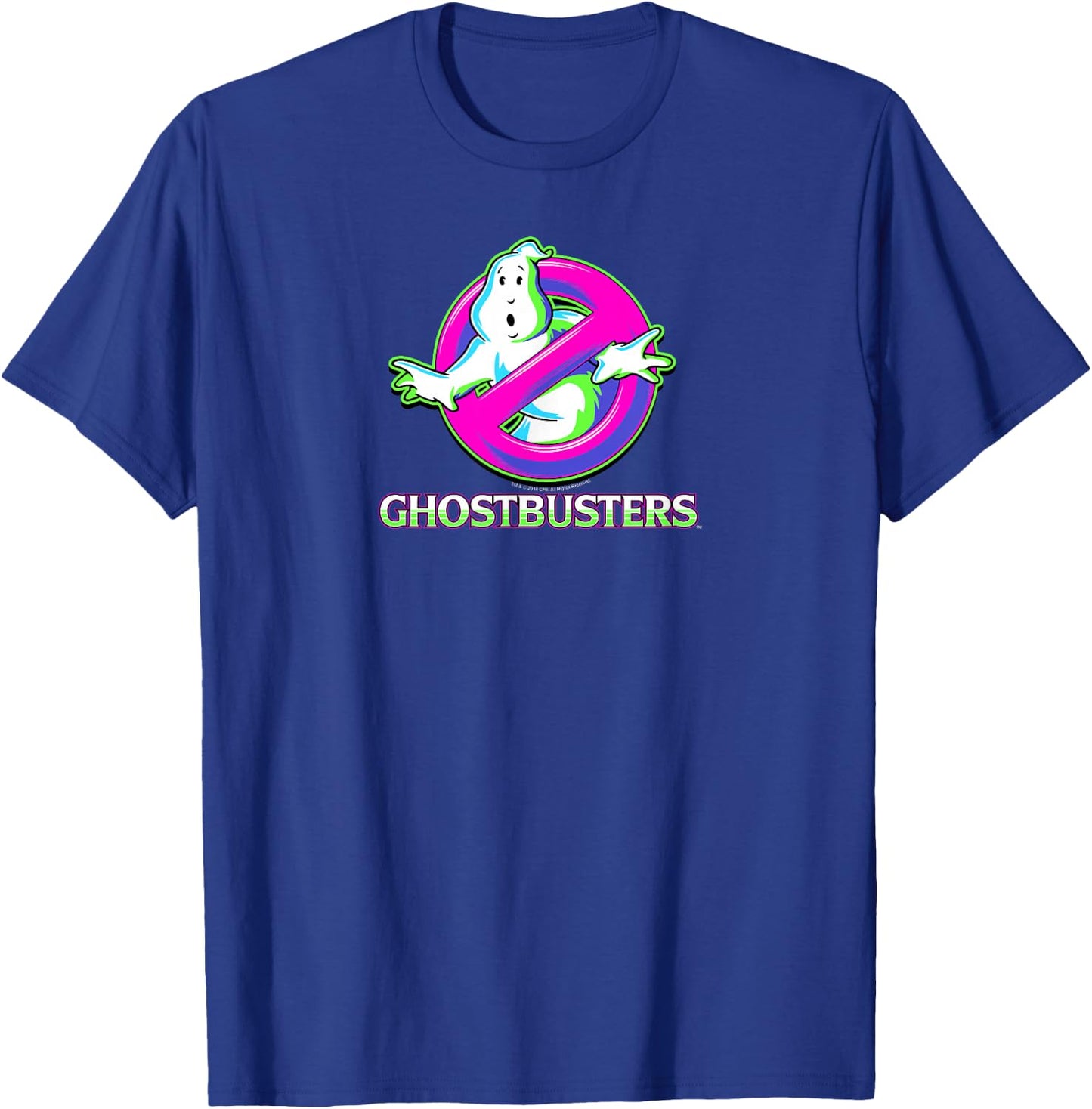 Ghostbusters Colorful Arcade Style Logo Retro Movie T-Shirt - T-Shirt | Royal