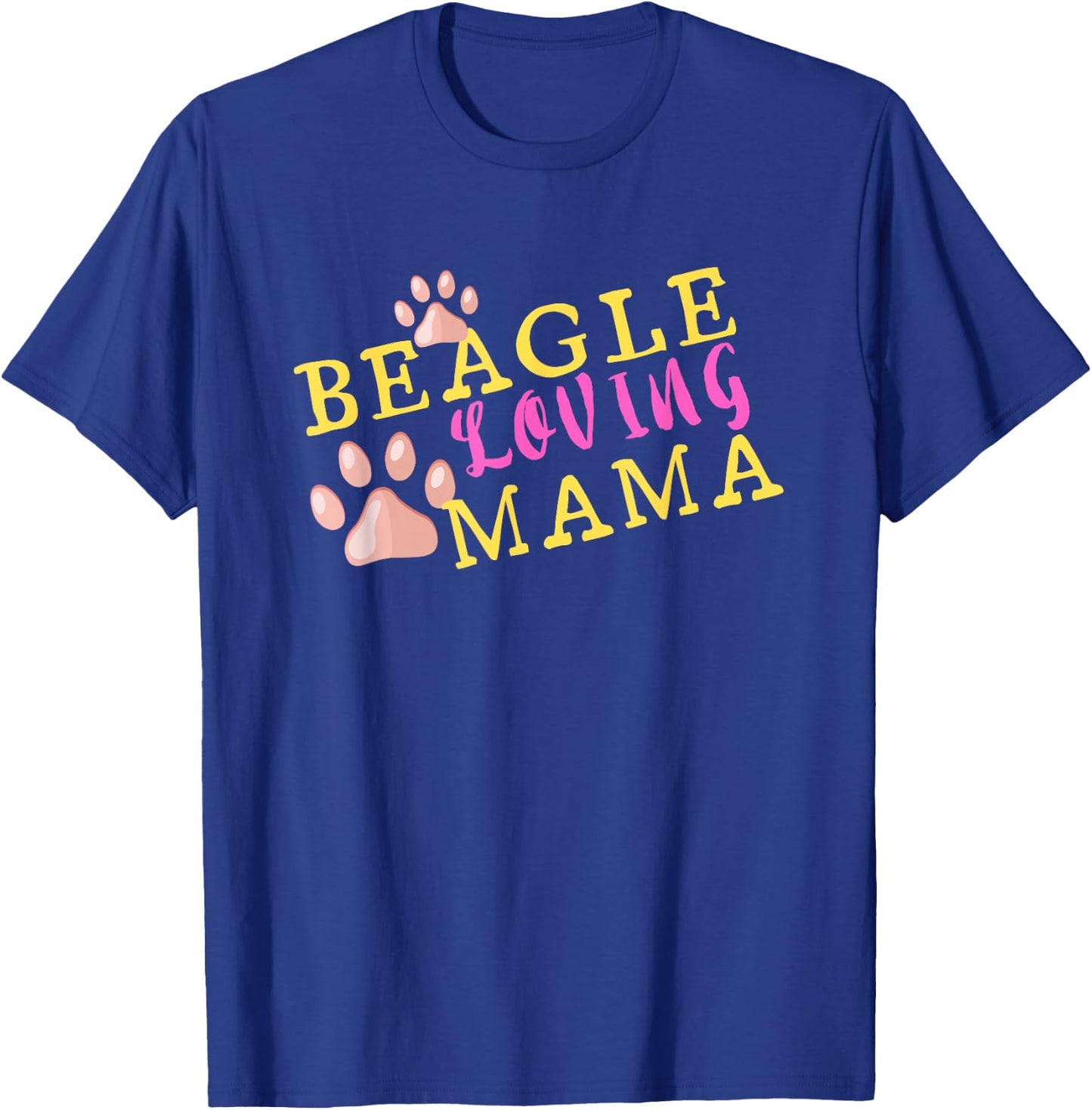 Beagle Loving Mama - Dog Paw Print Mom T-Shirt - T-Shirt | Royal