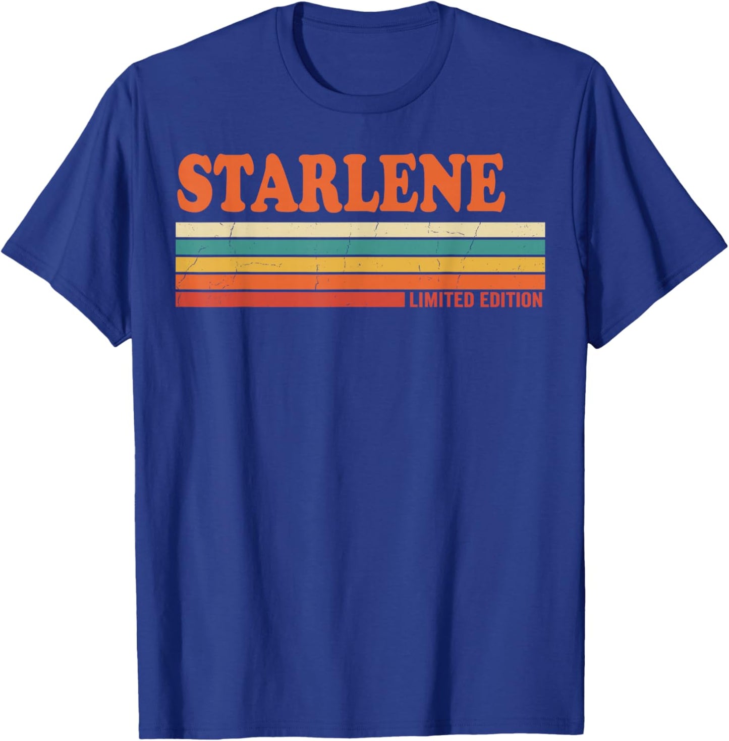 Starlene Retro Personalized First Name Vintage Stripes T-Shirt - T-Shirt | Royal