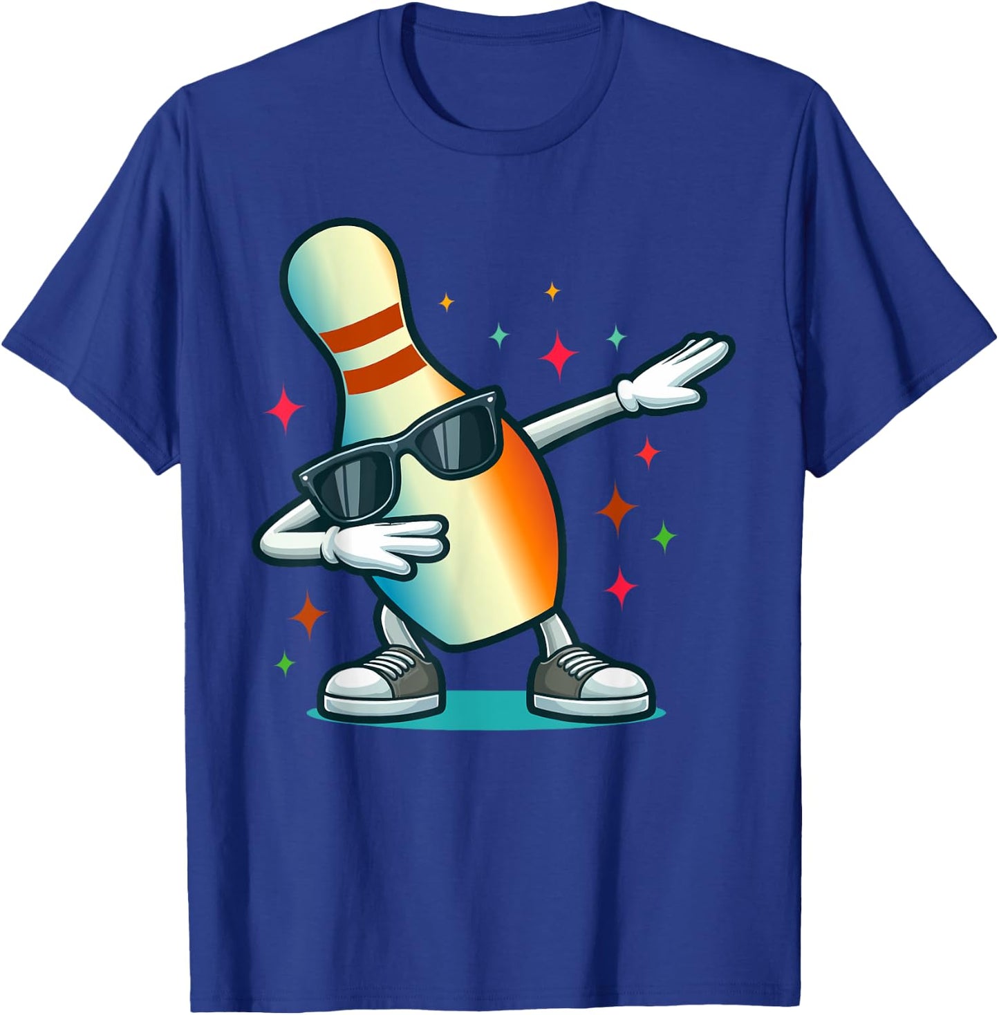 Bowling Pin Dabbing Sunglasses Bowler Player Kids Boys Men T-Shirt - T-Shirt | Royal