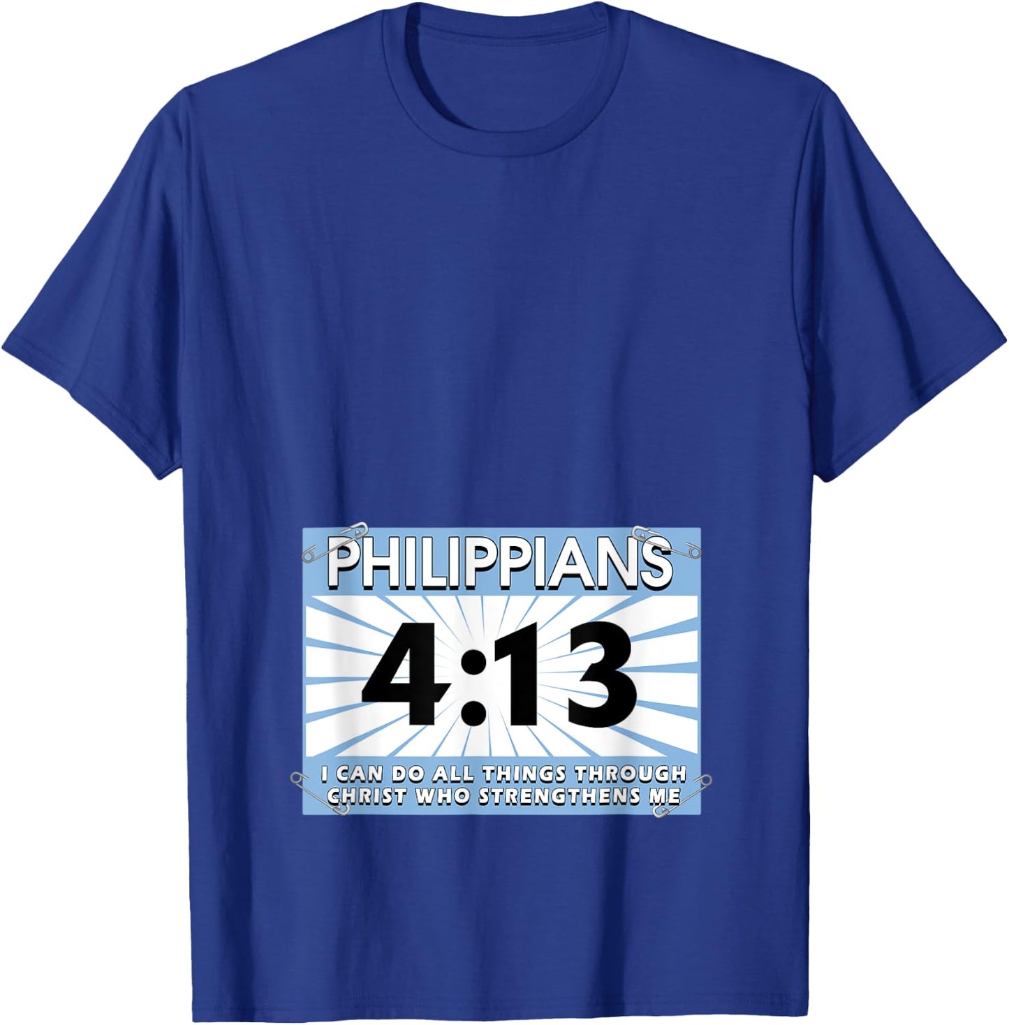 Runners Bib Philippians 4:13 Christ Faith Running Marathon T-Shirt - T-Shirt | Royal