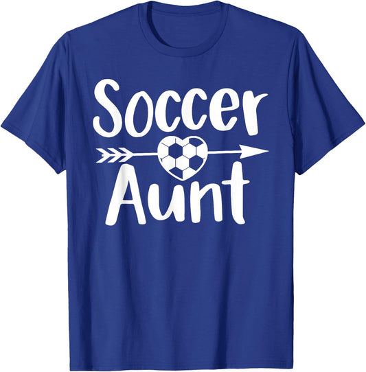 Soccer Aunt Heart Sport Lover Auntie Mother's Day T-Shirt - T-Shirt | Royal
