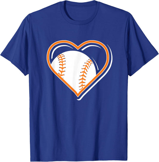 Cute Orange Baseball Heart Shirt - Baseball in Heart T-Shirt - T-Shirt | Royal