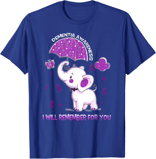 Dementia Awareness Elephant T-Shirt - T-Shirt | Royal