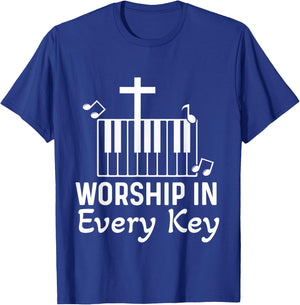Christian Pianist Jesus Piano Player Musician Worship Lover T-Shirt - T-Shirt | Royal