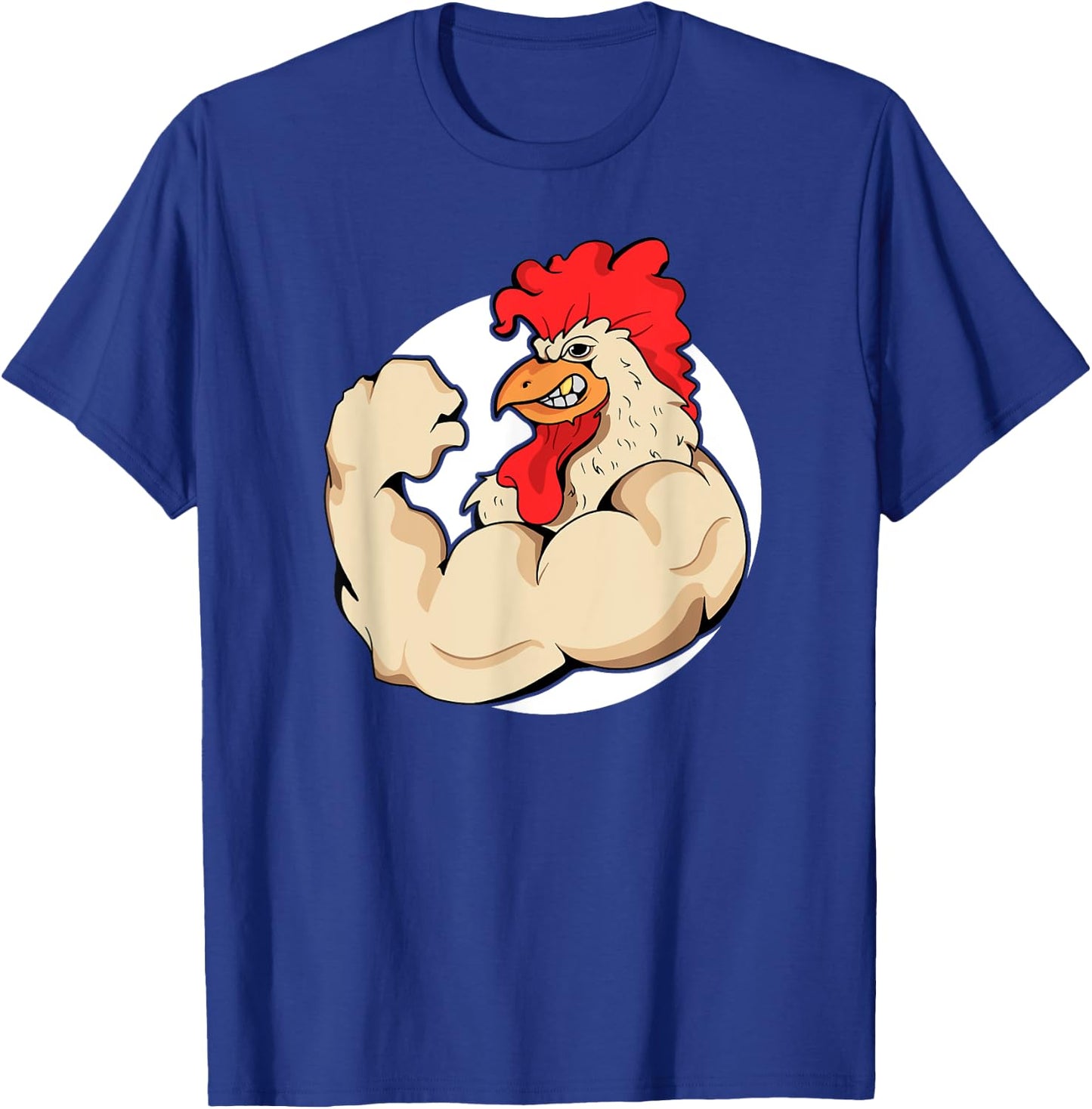 Muscles Rooster's Funny Chicken Shirt. Training Mascots T-Shirt - T-Shirt | Royal