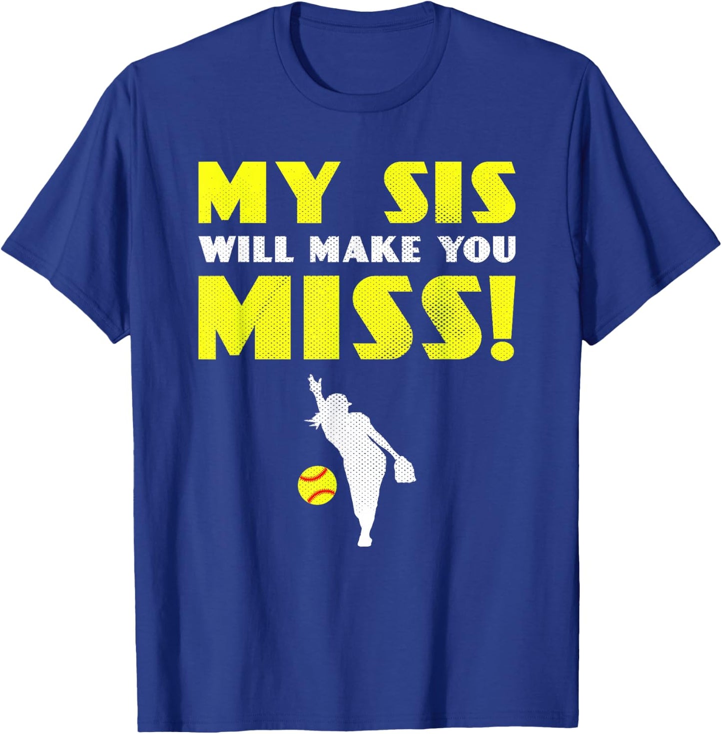 Girls Softball Pitcher Sister Brother Funny T-Shirt - T-Shirt | Royal