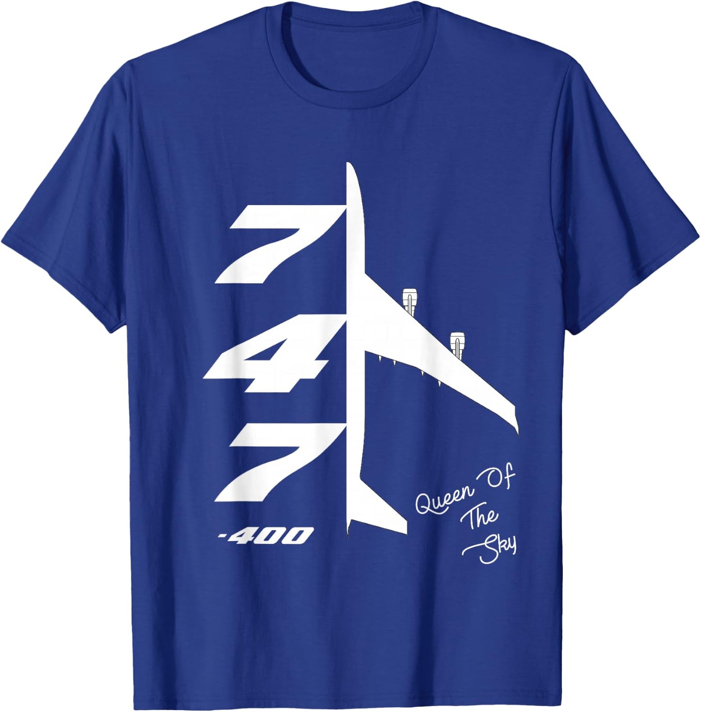 B747-400 Queen Of The Sky Jumbo Jet Airliner B744 Aircraft T-Shirt - T-Shirt | Royal