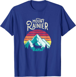 Retro Mount Rainier National Park Washington Mtns Elk Shirt T-Shirt - T-Shirt | Royal