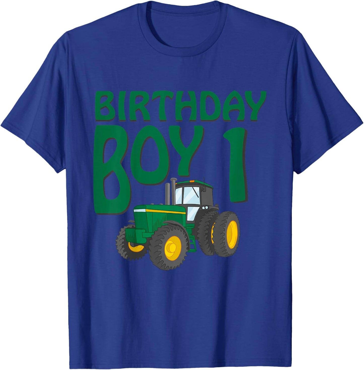 1st Birthday Green Farm Tractor | One 1 Year Old T-Shirt - T-Shirt | Royal