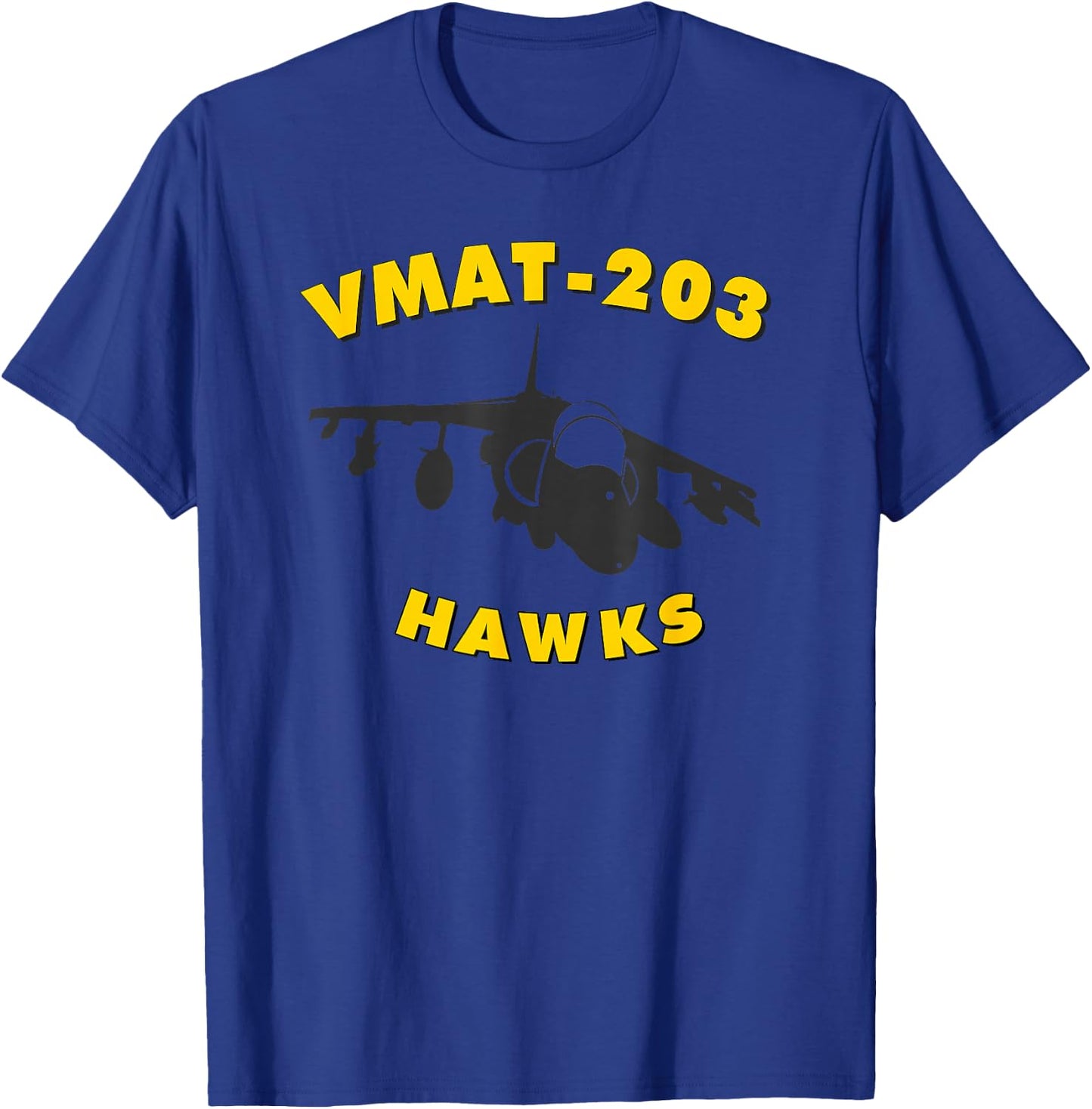 VMAT-203 Hawks AV8B Harrier Attack Training Squadron T-Shirt - T-Shirt | Royal