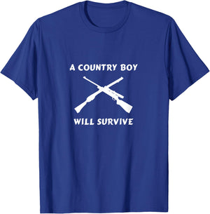 A Country Boy will Survive Shotgun Rifle NRA Redneck Shirt T-Shirt - T-Shirt | Royal