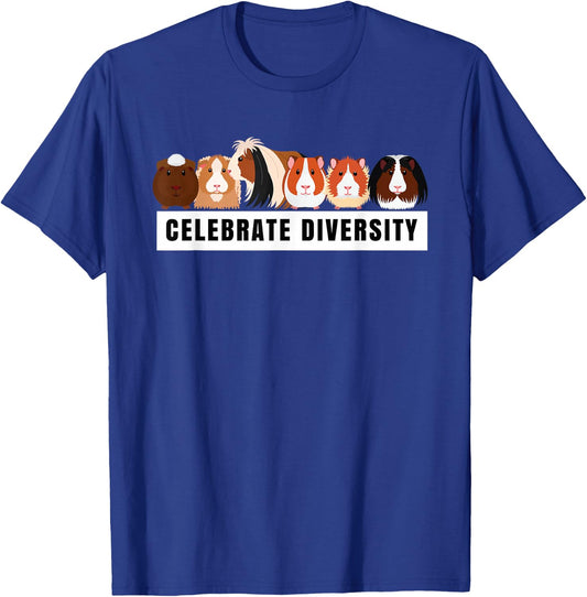 Celebrate Diversity Breed Cute Pet Animal Fun Pet Guinea Pig T-Shirt - T-Shirt | Royal