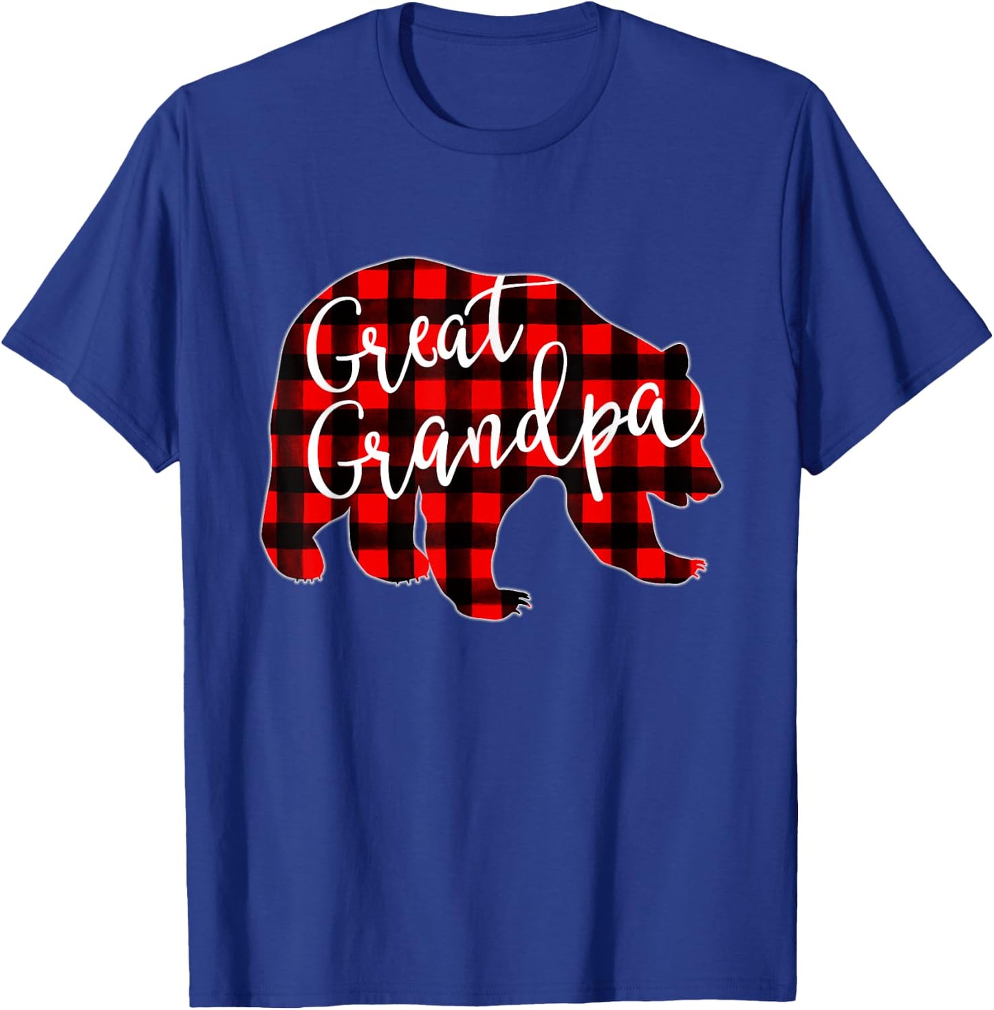 Red Plaid Great Grandpa Bear Matching Family Christmas Eve T-Shirt - T-Shirt | Royal