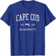 Cape Cod Massachusetts MA Vintage Sports Design T-Shirt - T-Shirt | Royal