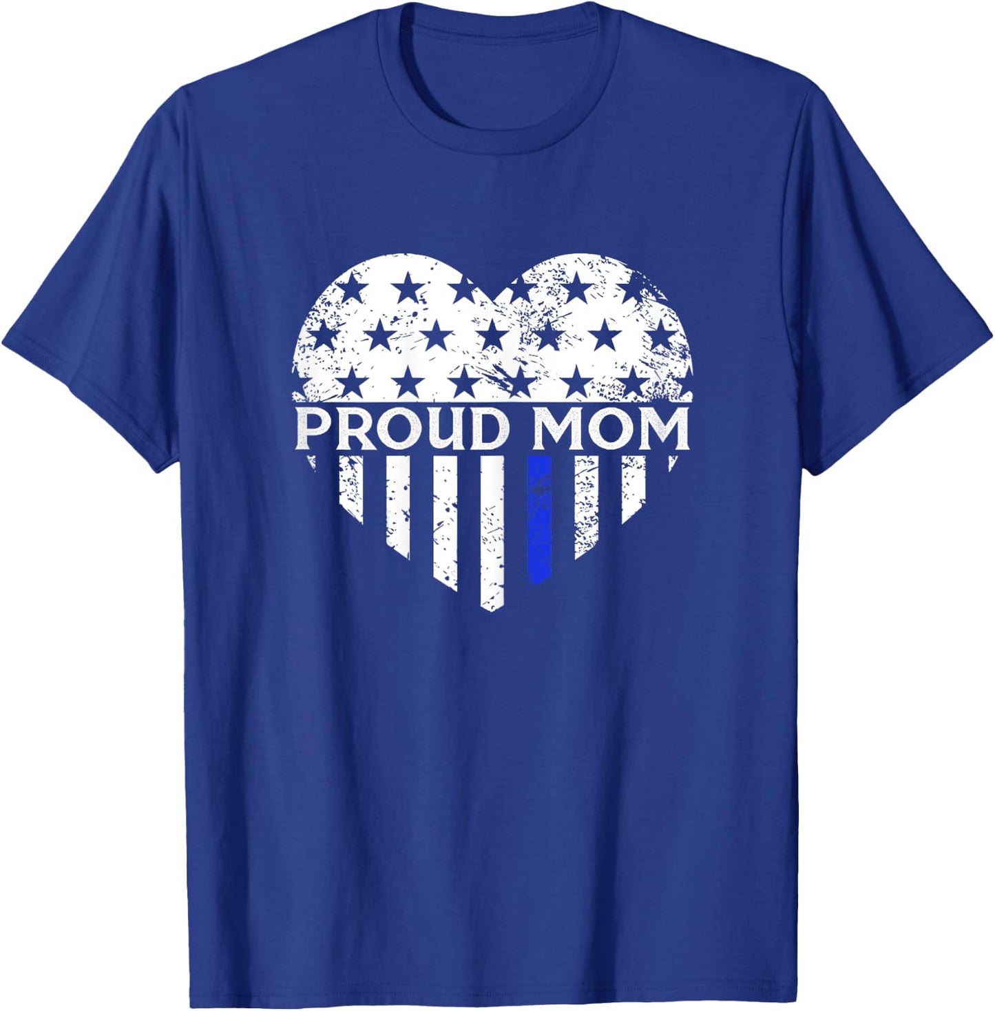 Thin Blue Line Heart Proud Police Mom Pro Law Enforcement T-Shirt - T-Shirt | Royal