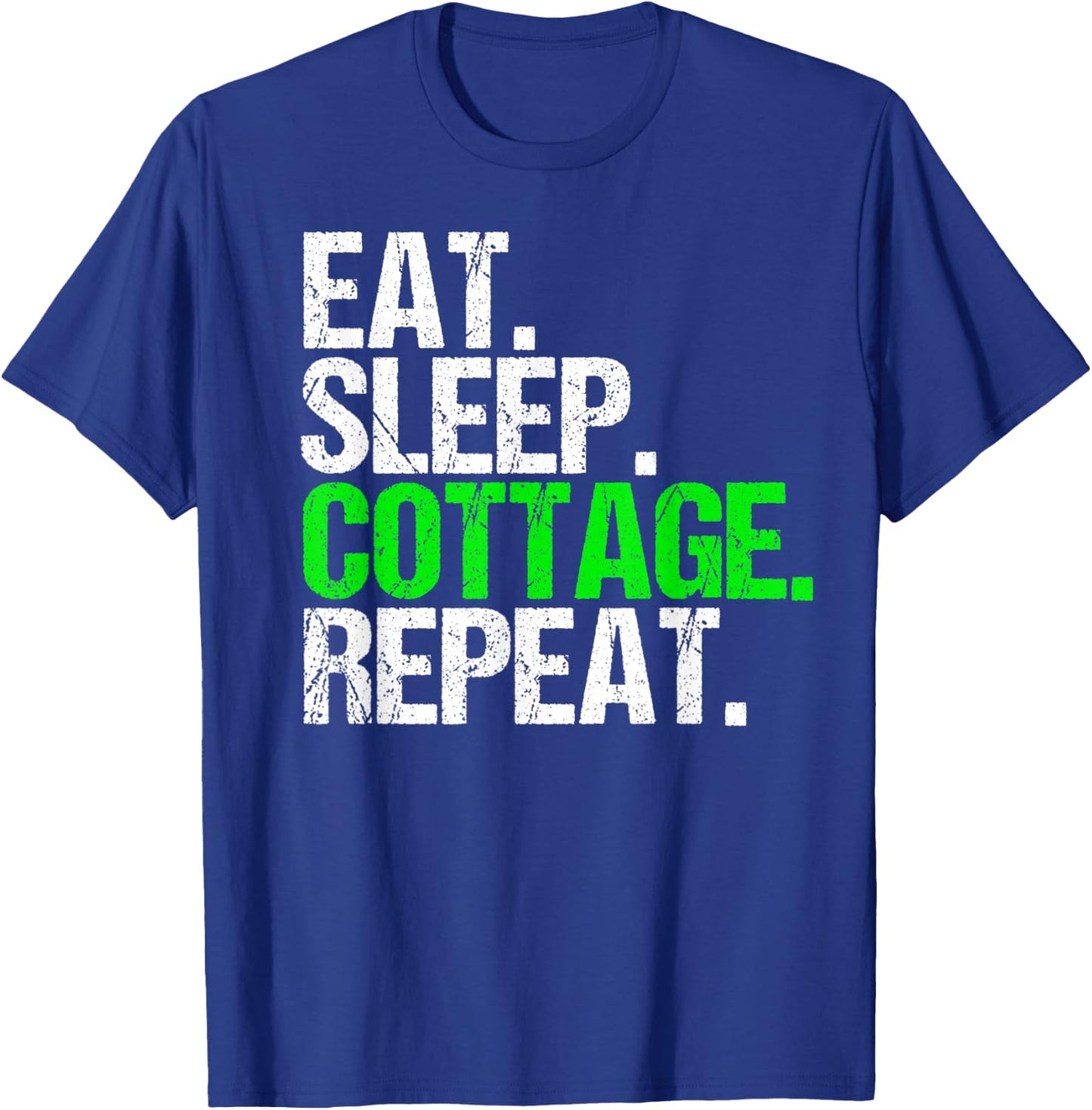 Vintage Eat Sleep Cottage Repeat Funny T-Shirt - T-Shirt | Royal