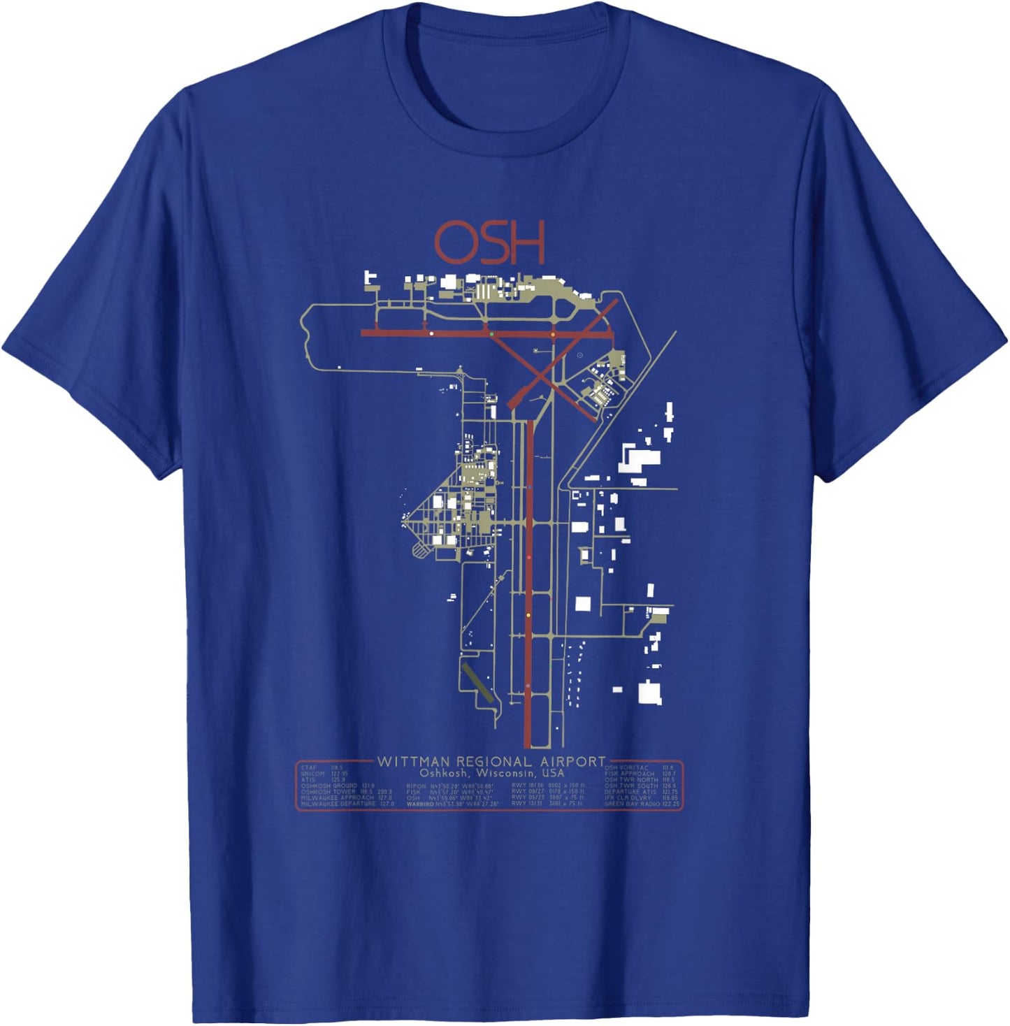 KOSH Wittman Regional Airport Oshkosh WI. Art T-Shirt - T-Shirt | Royal