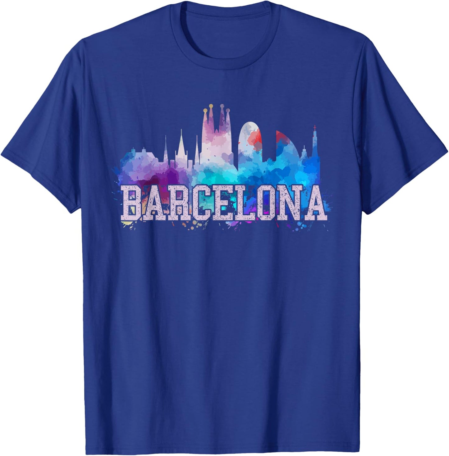 Barcelona - Skyline Watercolor Art Souvenir Gift T-Shirt - T-Shirt | Royal