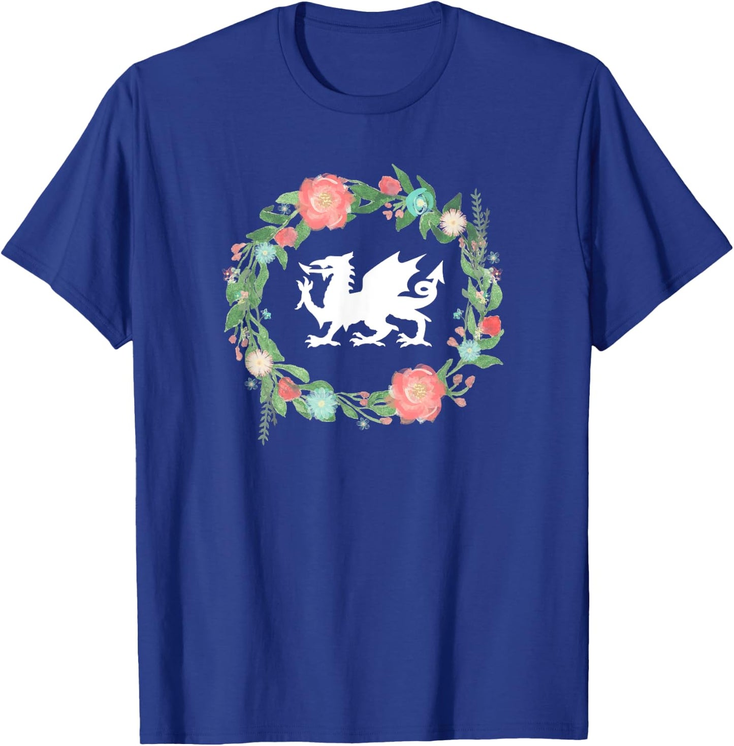 Floral Welsh Dragon - I Love Wales Cymru top T-Shirt - T-Shirt | Royal
